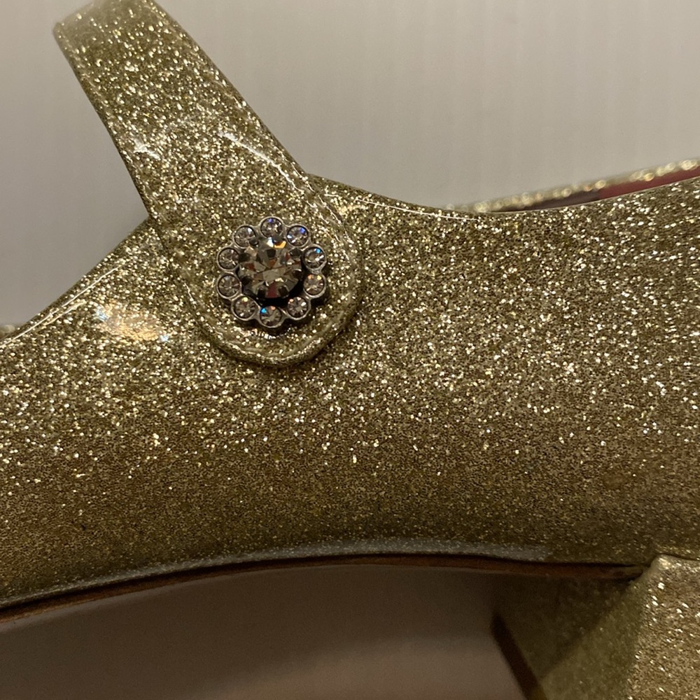 Marc Jacobs Lexi Gold Glitter Mary Jane Strap Pump Shoe Made in Italy - 39 1/2 - Picture 6 of 10